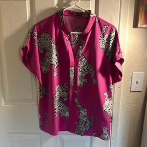 Pink Leopard Print Blouse